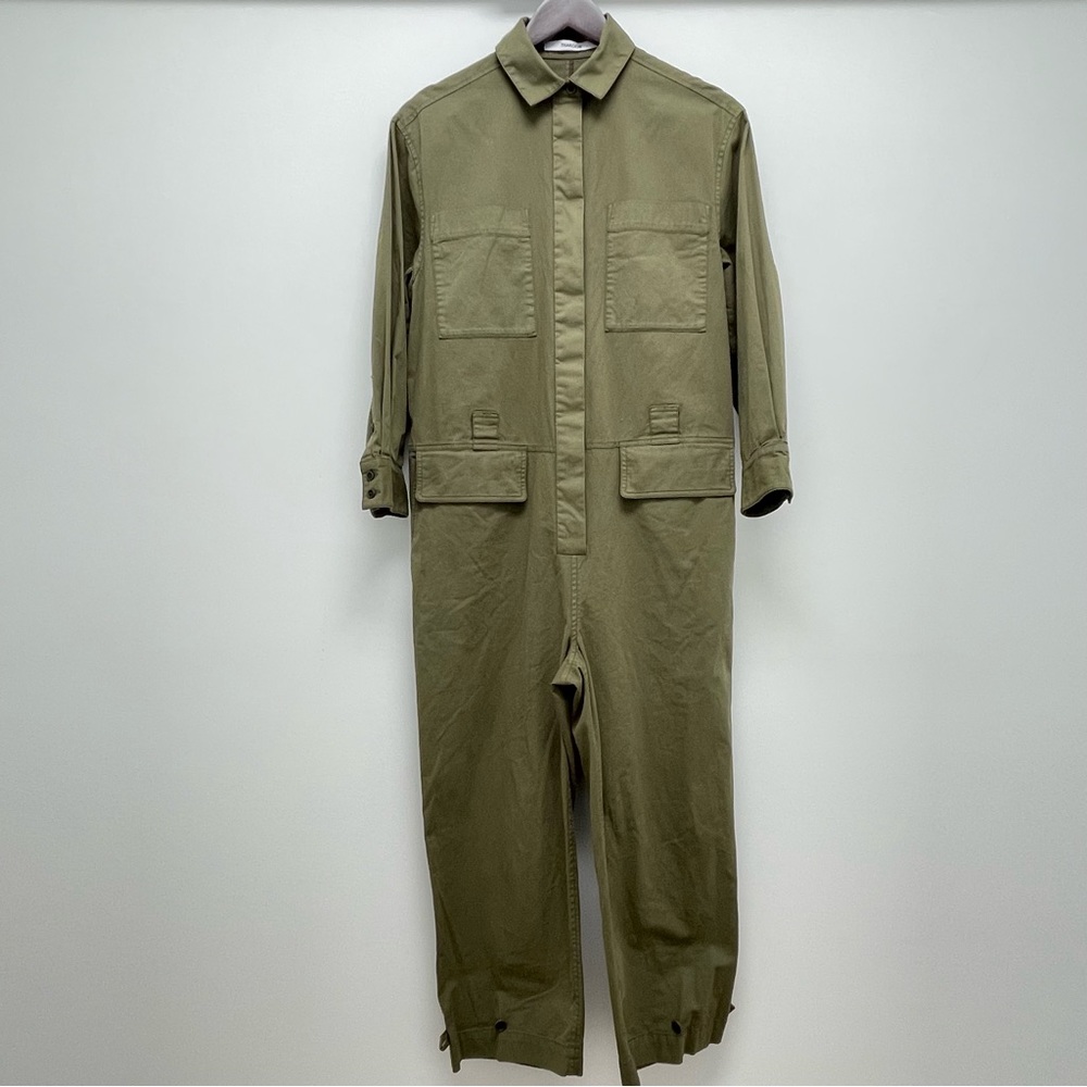Thakoon Long Sleeve Button Front Olive Green Utility Jumpsuit - Picture 2 of 16